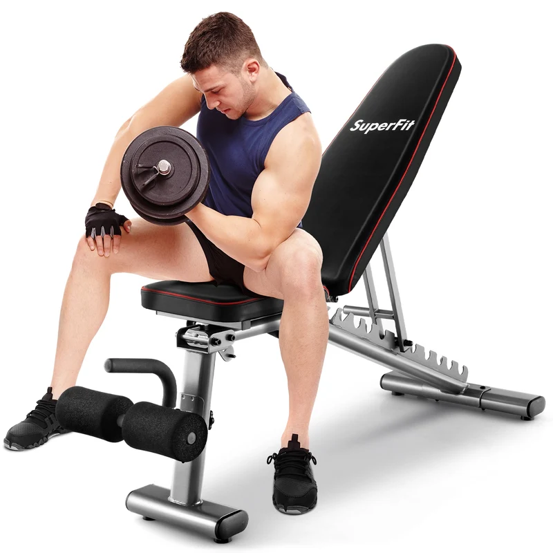 660 LBS Strength Training Bench, 10 Back 3 Seat, Full Body Workout, Black