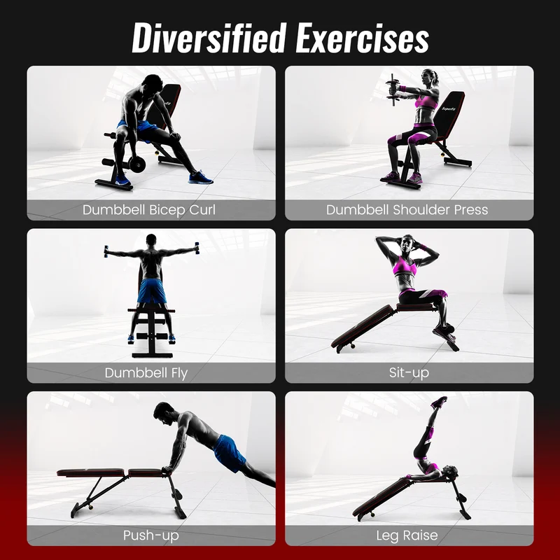 Adjustable Weight Bench, Strength Training Bench, Full Body Workout, Black