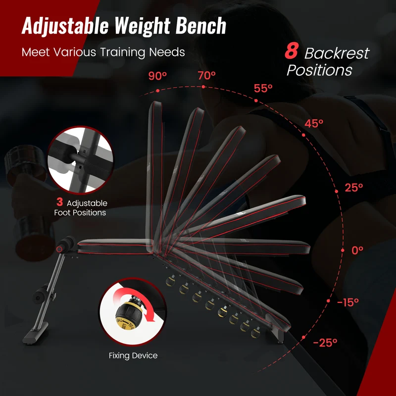 Adjustable Weight Bench, Strength Training Bench, Full Body Workout, Black