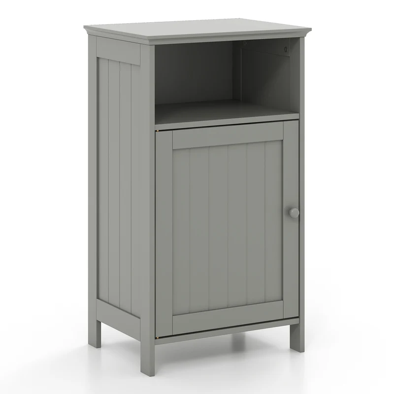 Freestanding Adjustable Shelf Bathroom Storage Cabinet, Gray