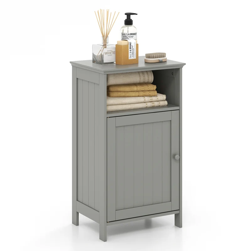 Freestanding Adjustable Shelf Bathroom Storage Cabinet, Gray