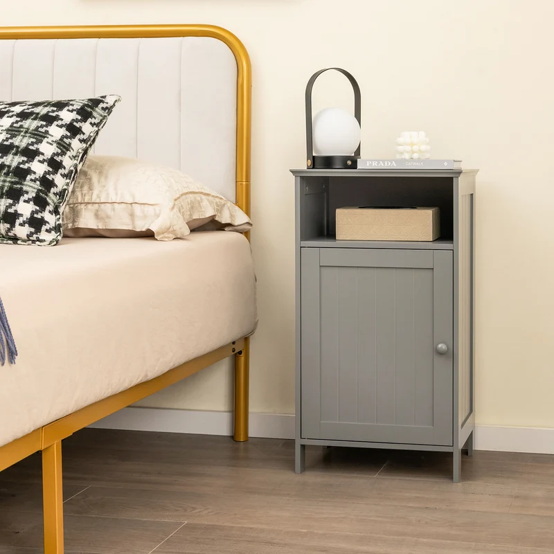 Freestanding Adjustable Shelf Bathroom Storage Cabinet, Gray