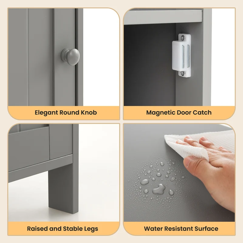 Freestanding Adjustable Shelf Bathroom Storage Cabinet, Gray