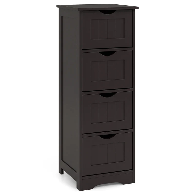 4-Drawer Freestanding Floor Cabinet, Dark Brown