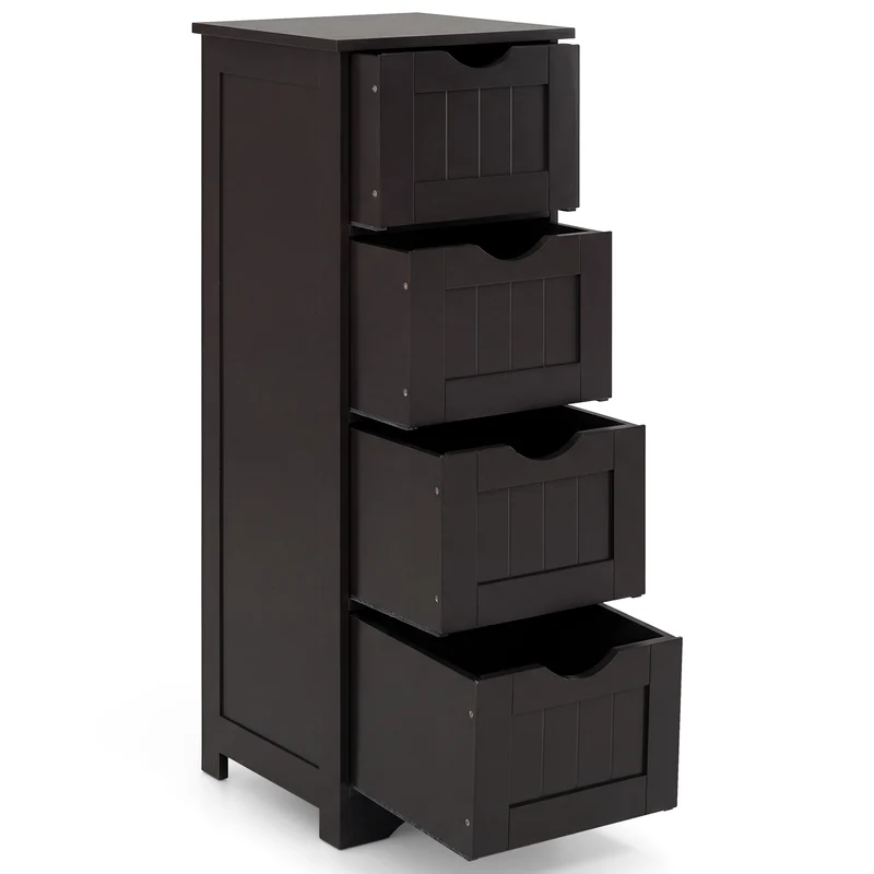 4-Drawer Freestanding Floor Cabinet, Dark Brown