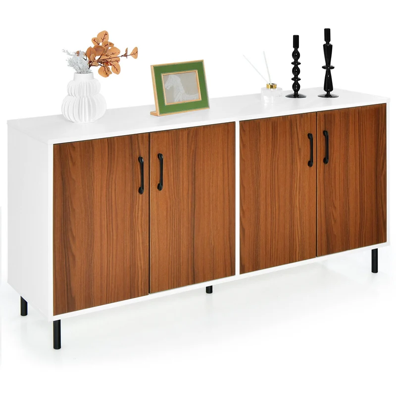 4-Door Kitchen Buffet Sideboard, White