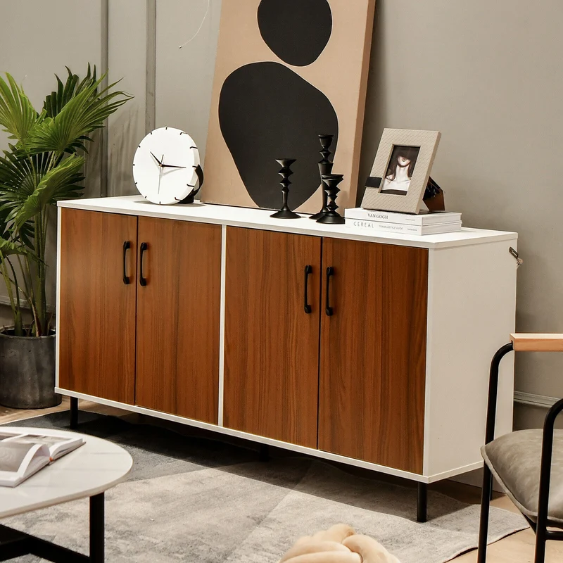 4-Door Kitchen Buffet Sideboard, White