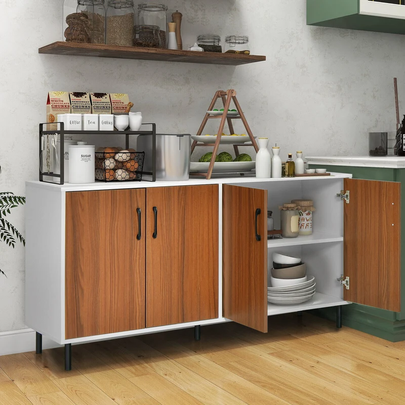 4-Door Kitchen Buffet Sideboard, White