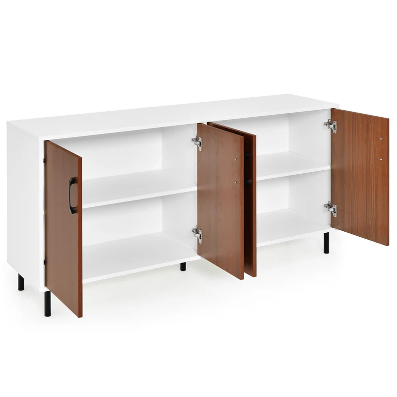 4-Door Kitchen Buffet Sideboard, White