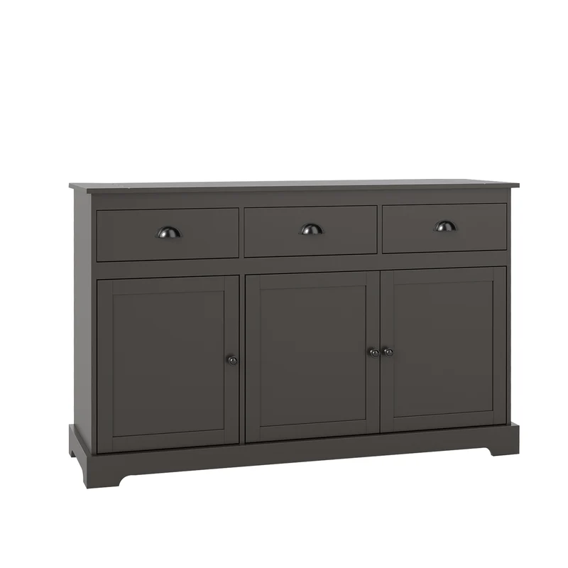 3 Drawer Sideboard Buffet, Adjustable Shelves, Brown