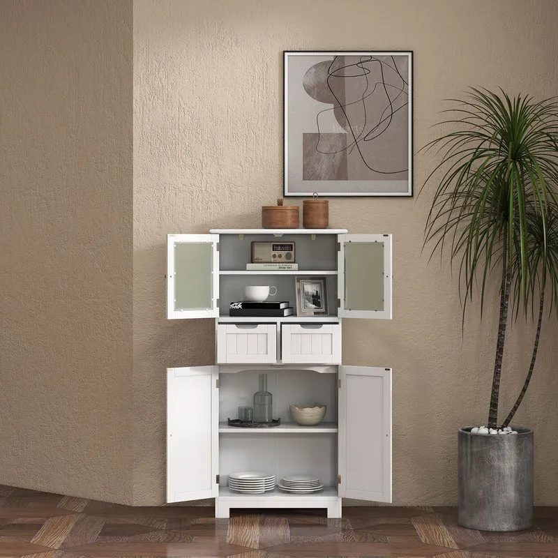 6-Tier Freestanding Bathroom Cabinet, Adjustable Shelves, White