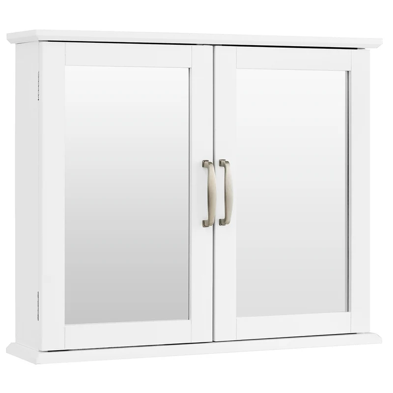 2-Tier Bathroom Mirror Cabinet, Wall-Mounted, White