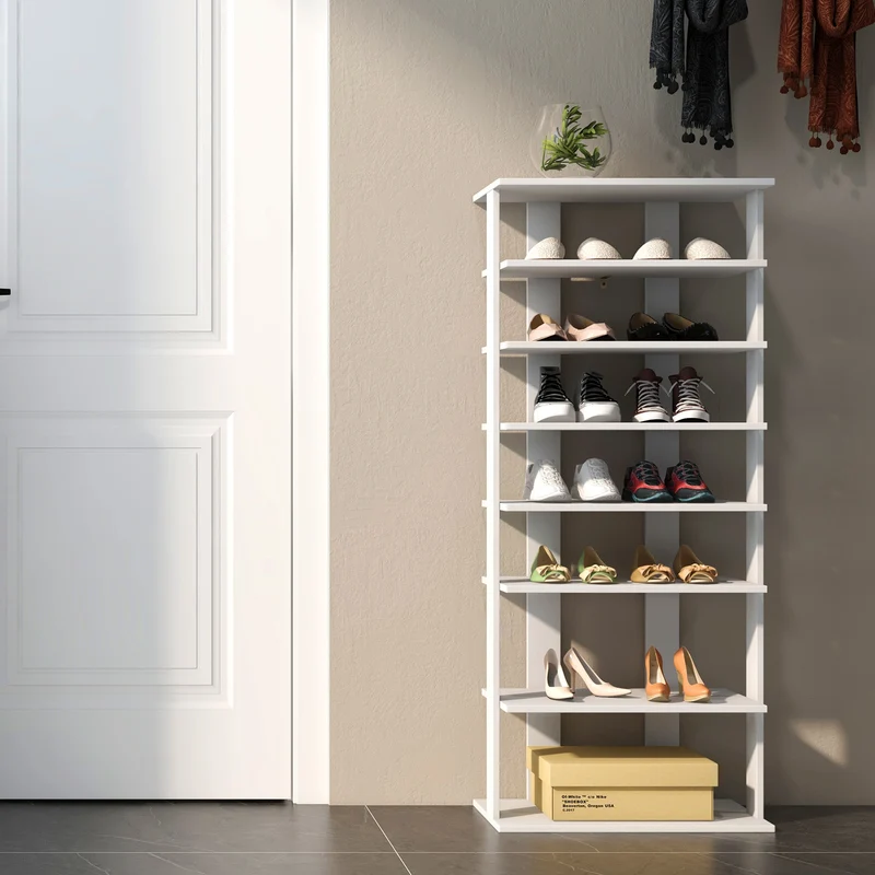 7 Tier Vertical Shoe Rack, White