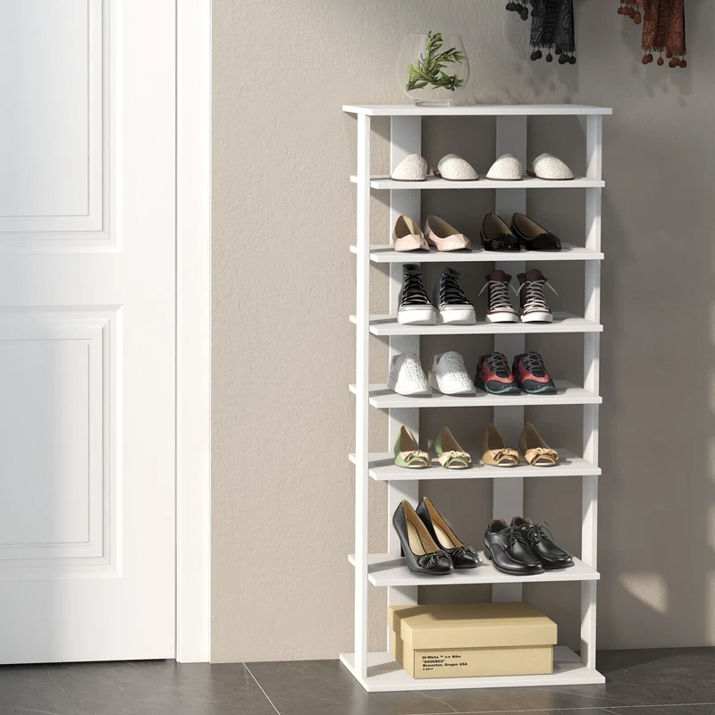 7 Tier Vertical Shoe Rack, White