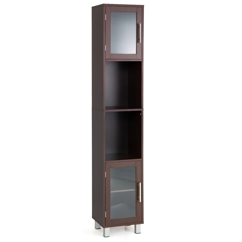 71 Inch Tall Bathroom Storage Cabinet, Brown