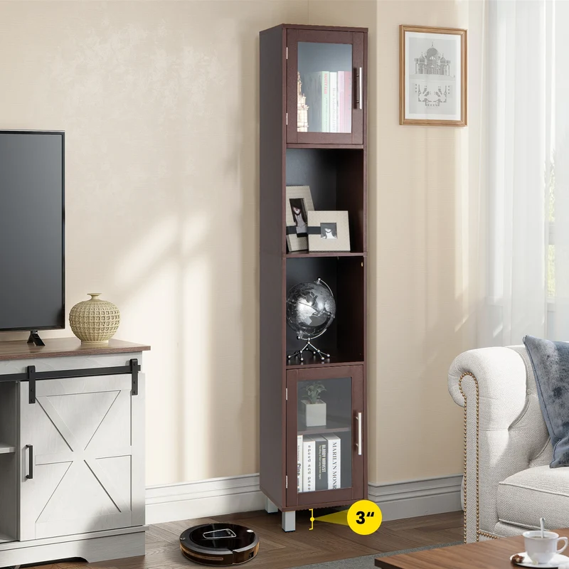 71 Inch Tall Bathroom Storage Cabinet, Brown