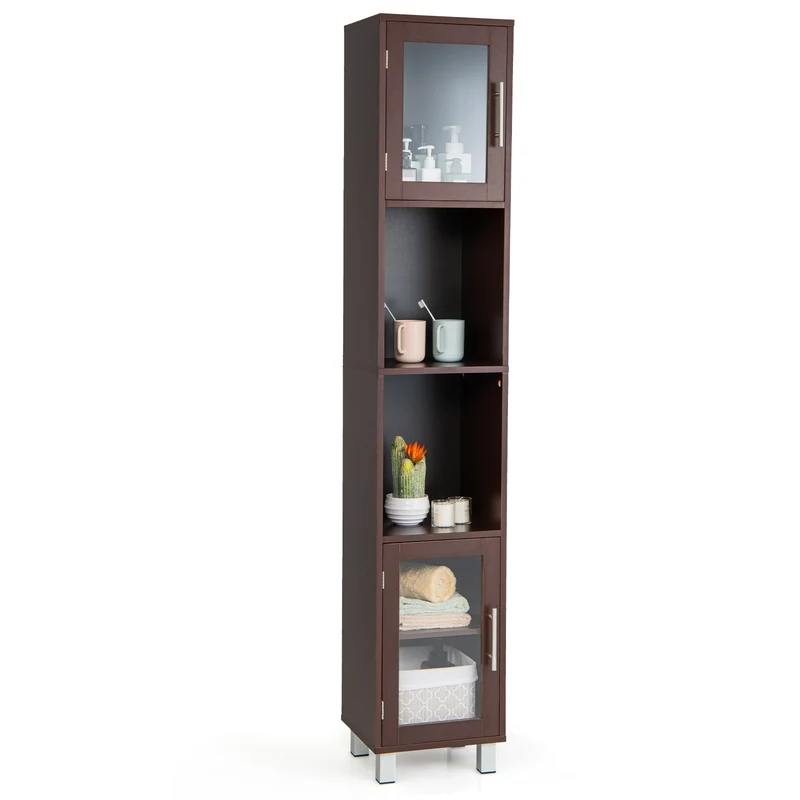 71 Inch Tall Bathroom Storage Cabinet, Brown