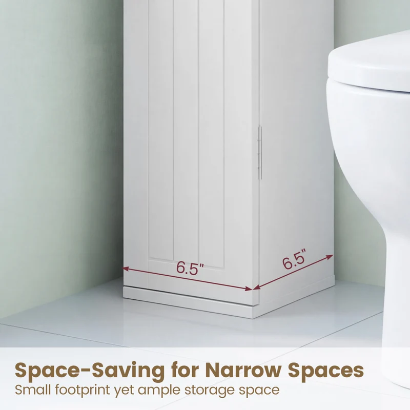 Free Standing Toilet Paper Holder, 4 Shelves With Top Slot, White