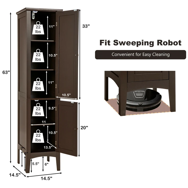 Freestanding Storage Cabinet, Brown