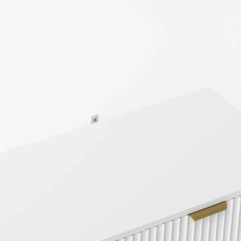Modern 6 Drawer Dresser, Gold Legs and Handles, White