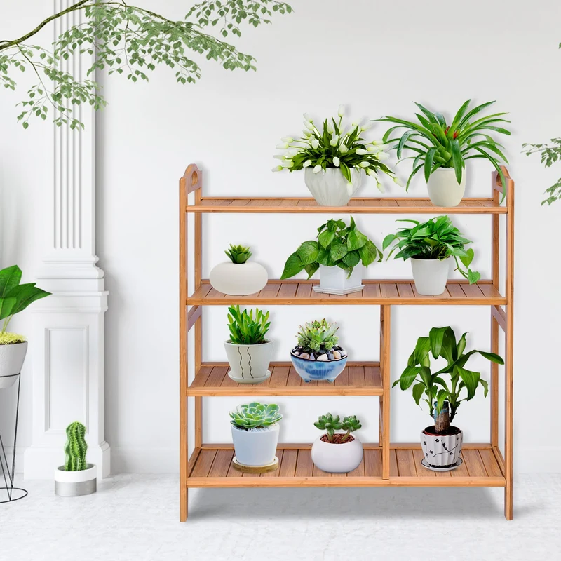 4 Tier Bamboo Storage Shoe Rack, Natural