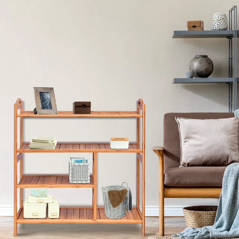 4 Tier Bamboo Storage Shoe Rack, Natural
