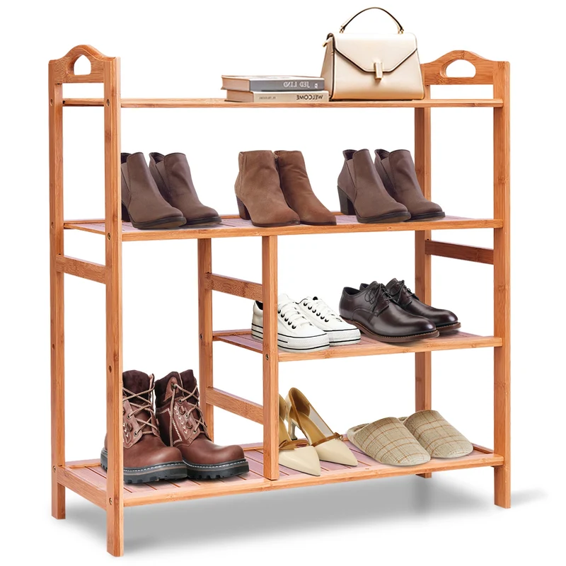 4 Tier Bamboo Storage Shoe Rack, Natural
