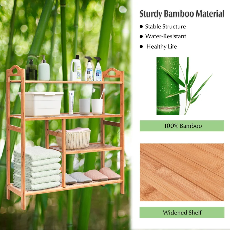 4 Tier Bamboo Storage Shoe Rack, Natural