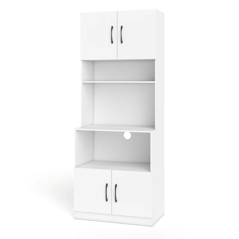 66 Inch Kitchen Pantry Cabinet, Charging Station, Adjustable Shelves, White