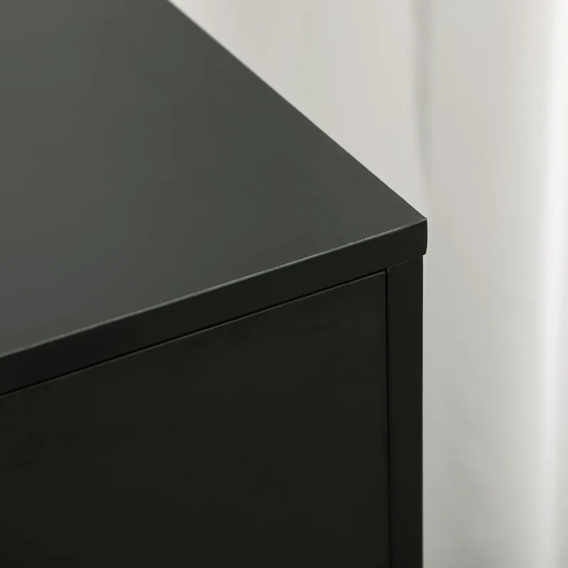 5-Drawer Lateral Filing Cabinet with Door, Adjustable Shelf, Wheels, Black