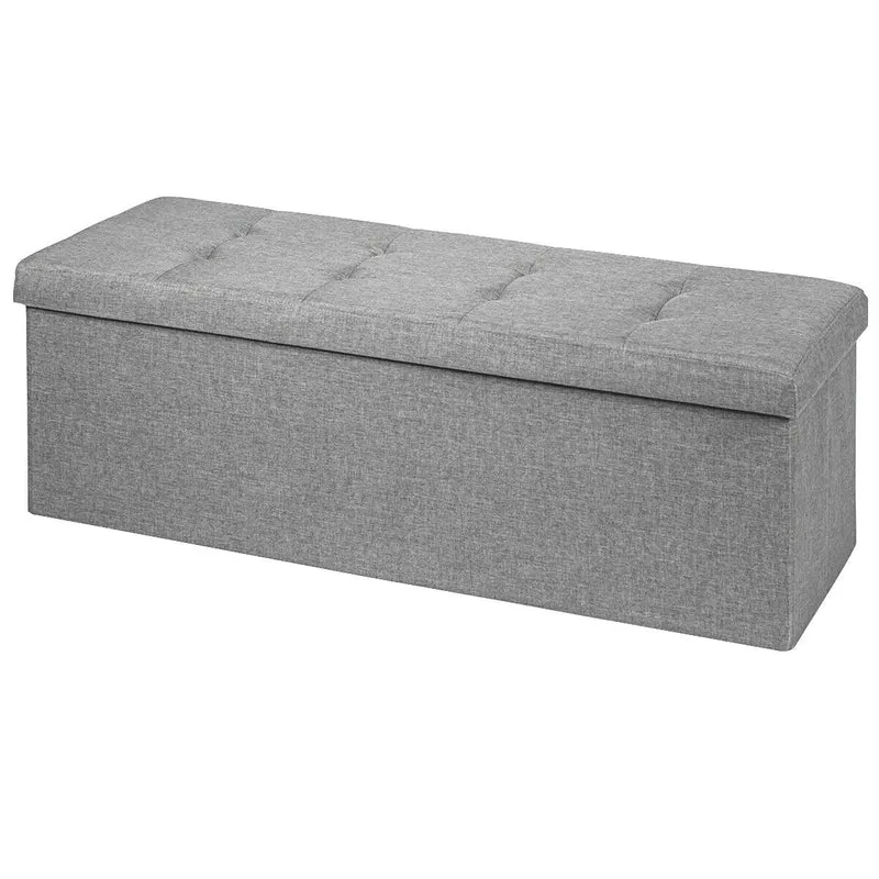 Fabric Folding Storage Bed End Bench, Light Gray