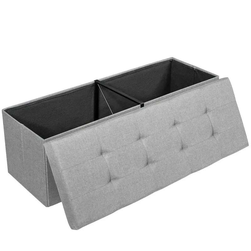 Fabric Folding Storage Bed End Bench, Light Gray