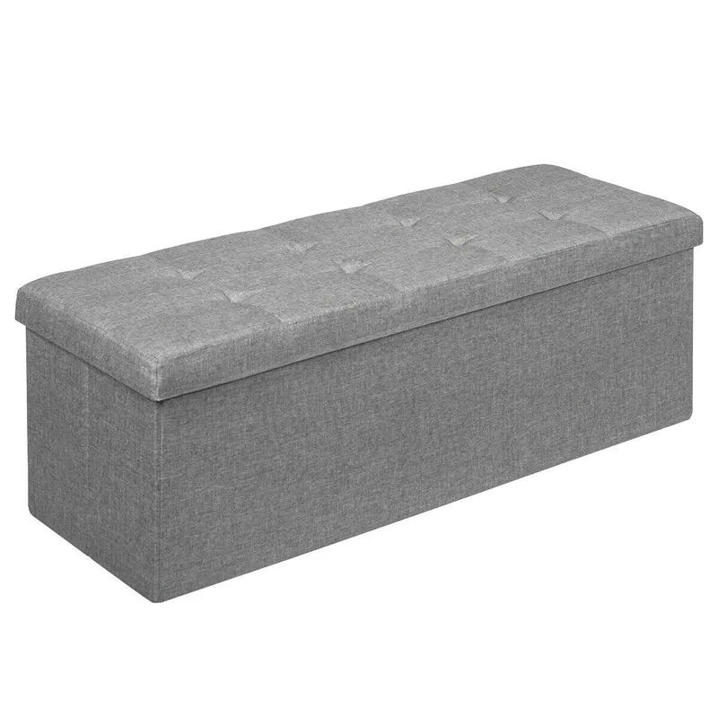 Fabric Folding Storage Bed End Bench, Light Gray