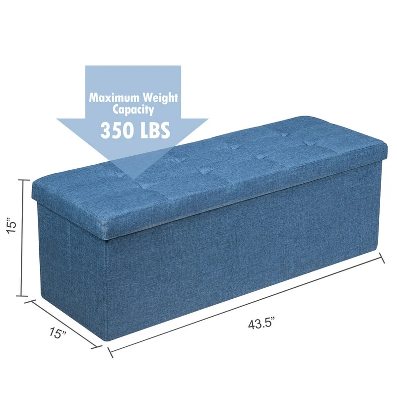 Fabric Folding Storage Bed End Bench, Navy