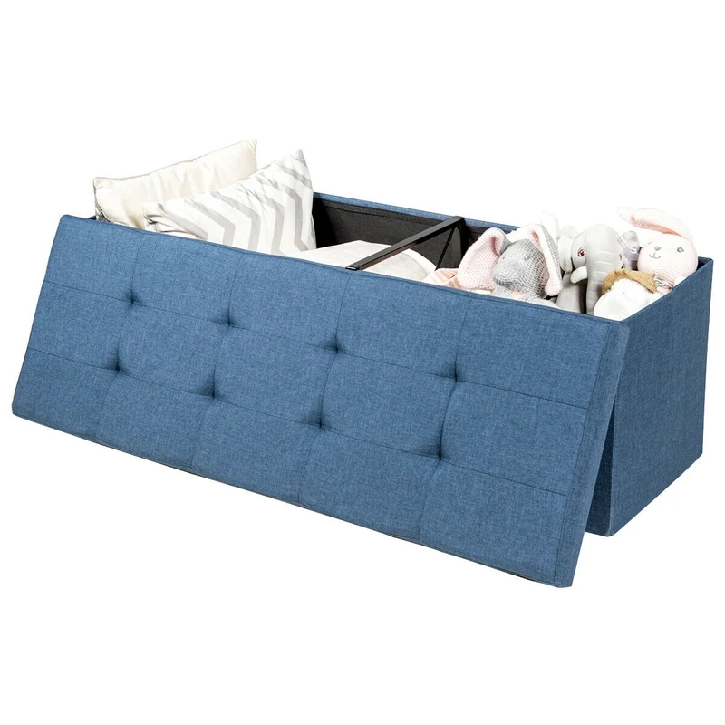 Fabric Folding Storage Bed End Bench, Navy