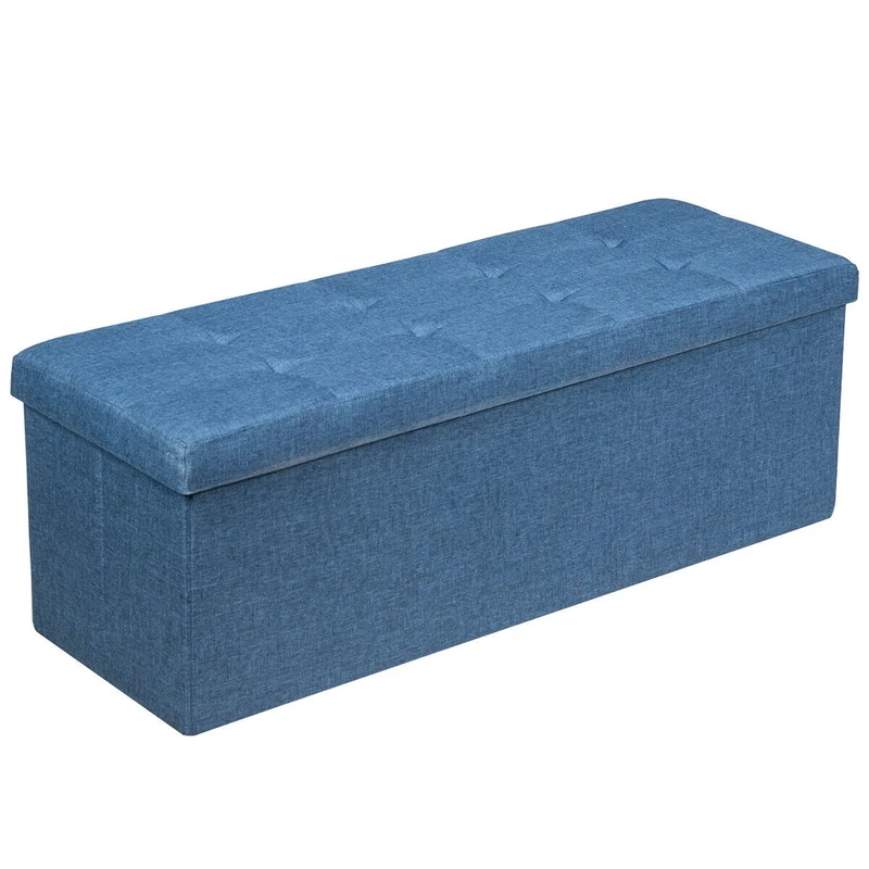 Fabric Folding Storage Bed End Bench, Navy