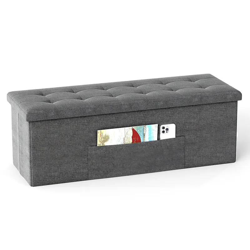 Fabric Folding Storage Bed End Bench, Dark Gray