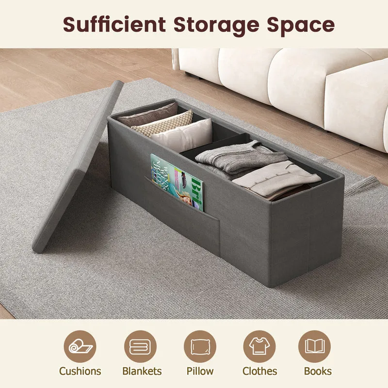 Fabric Folding Storage Bed End Bench, Dark Gray