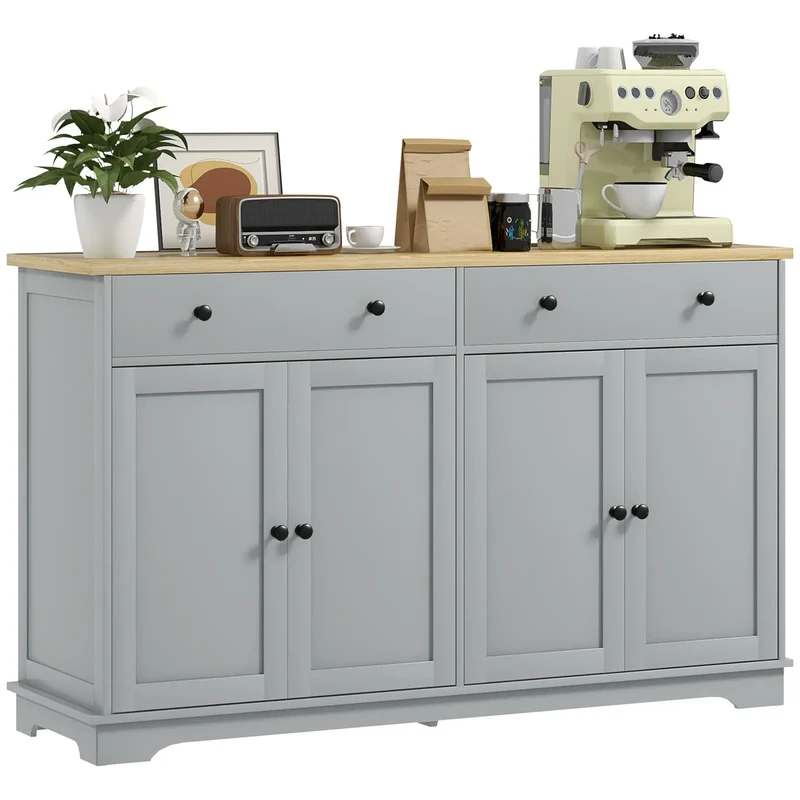 Modern Sideboard, Buffet Cabinet with Drawers, Adjustable Shelves, Grey