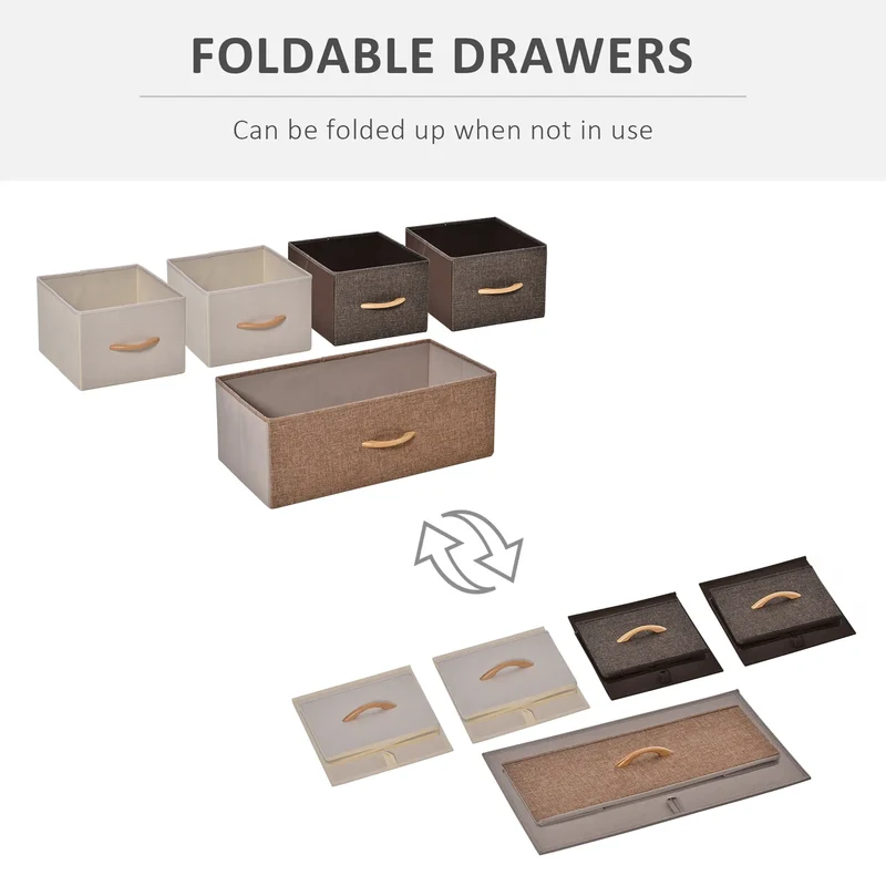 5-Bin Dresser Storage Tower, Fabric Bins with Metal Frame