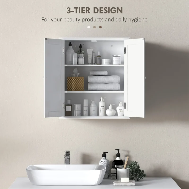 Bathroom Medicine Cabinet, 2 Doors, Adjustable Shelf, Over Toilet