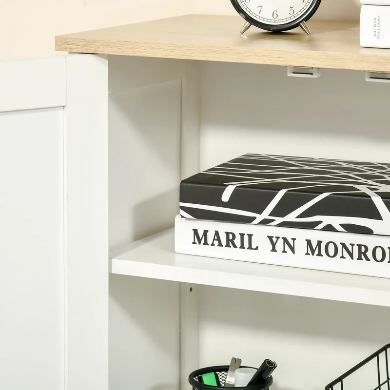 Storage Cabinet with Doors, 2 Adjustable Shelves, Living Room, Bathroom