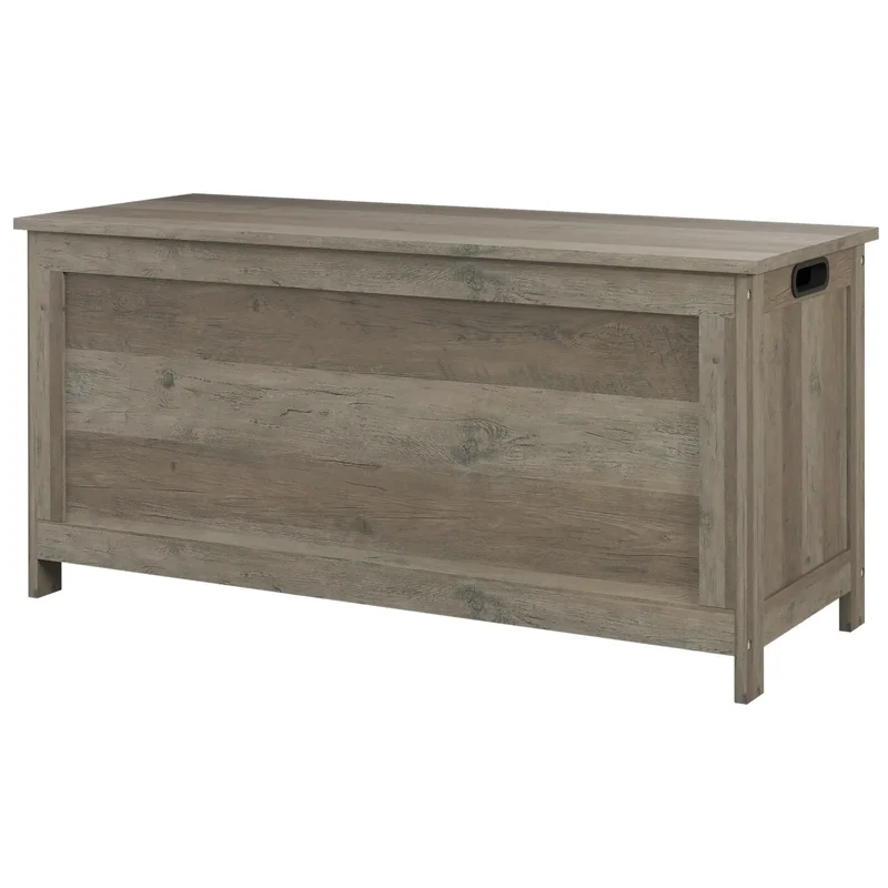 Storage Trunk, Entryway Bench with Side Handles, Distressed, Grey