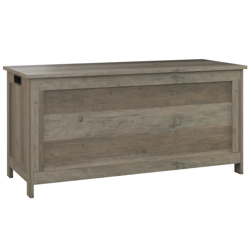 Storage Trunk, Entryway Bench with Side Handles, Distressed, Grey