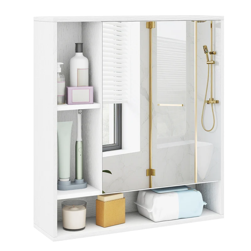 Wall Mounted Bathroom Cabinet, Single Door Mirror, White