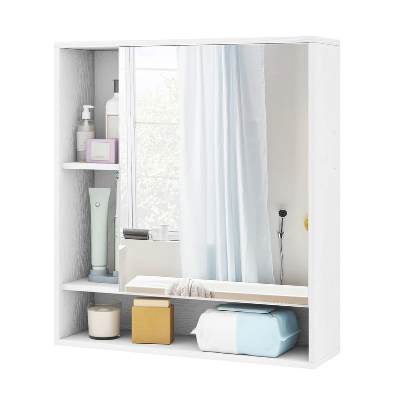 Wall Mounted Bathroom Cabinet, Single Door Mirror, White