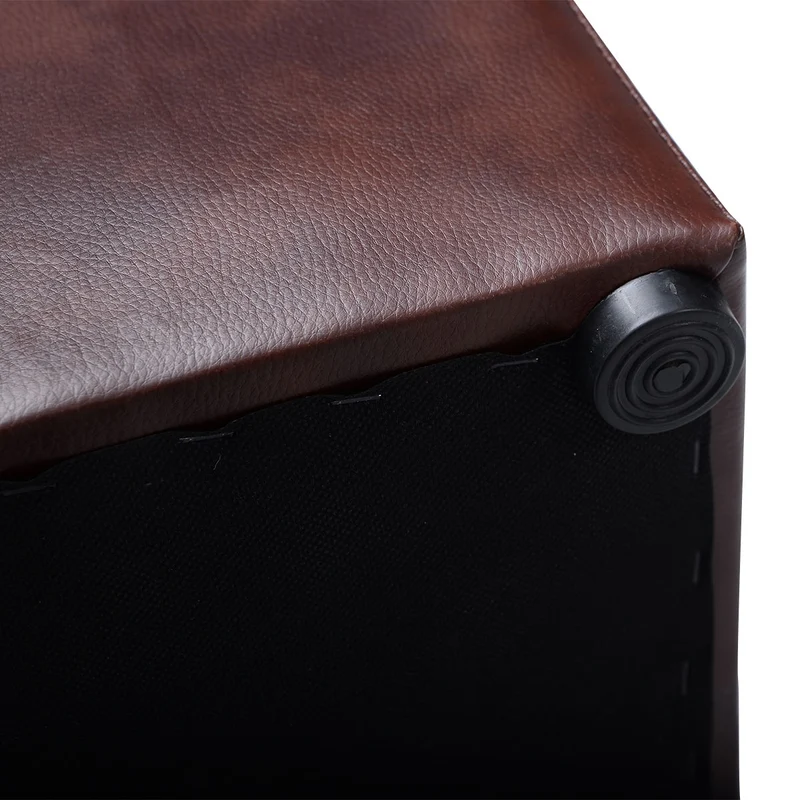 16 Inch Ottoman Pouffe Storage Footstool, Brown
