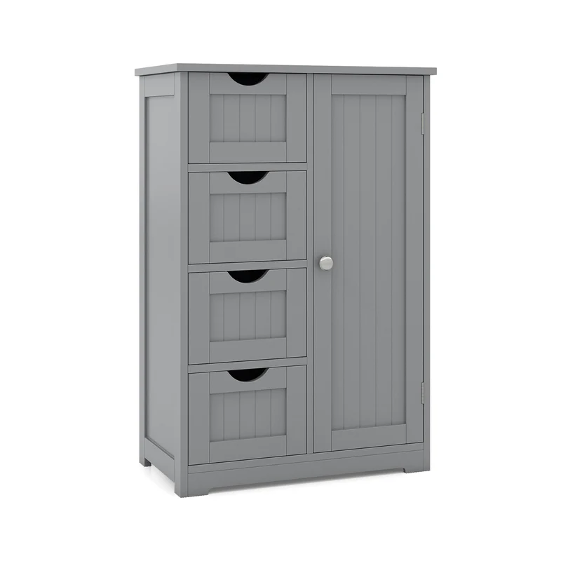 Wooden Cabinet With 4 Drawers, Gray