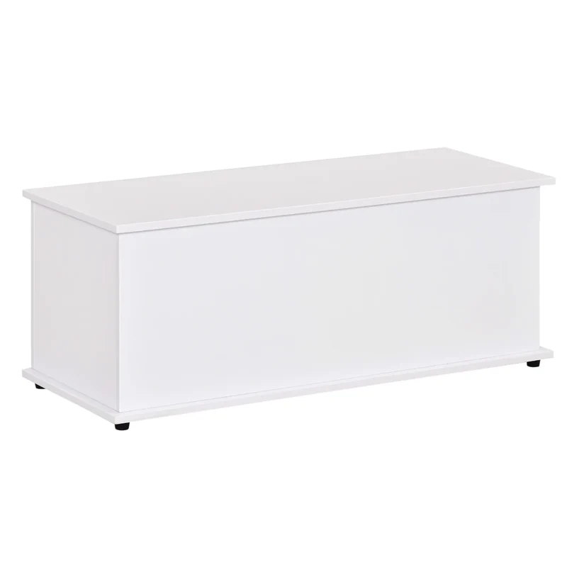 39.5" Storage Chest, 2 Safety Hinges, Flip-Top Lid, White