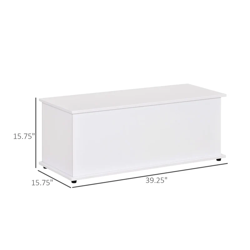 39.5" Storage Chest, 2 Safety Hinges, Flip-Top Lid, White